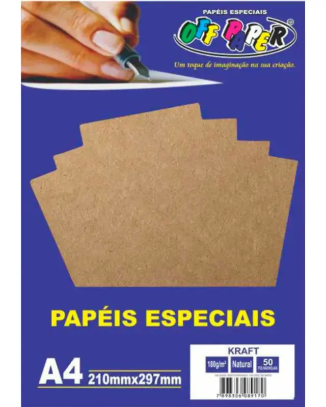 PAPEL KRAFT NATURAL A4 180G OFF PAPER 50 FLS