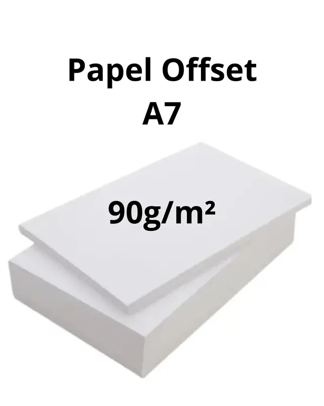 Papel Offset A7 (7,4x10,5cm), gramatura: 90g/m2, com 100 fls.