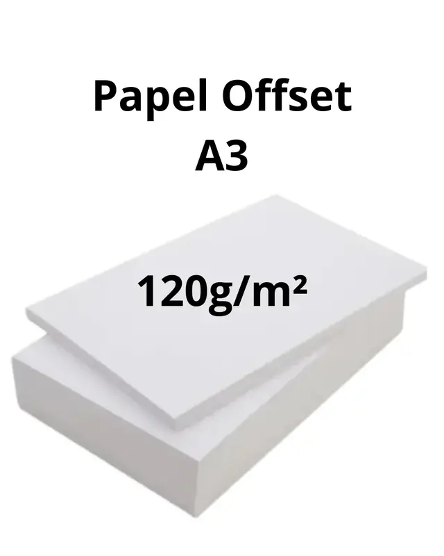Papel Offset A3 (29,7x42cm), gramatura: 120g/m2, com 100 fls.)