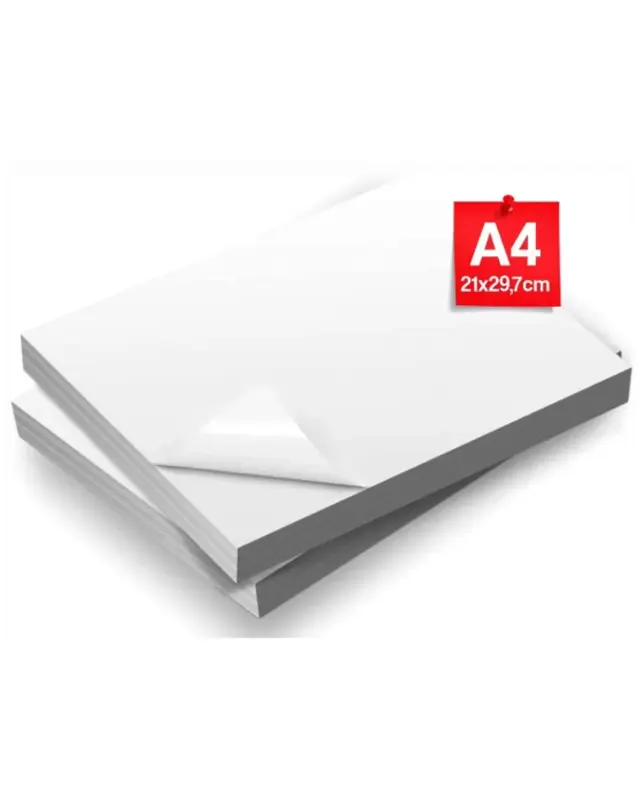 Papel Offset Adesivo Fosco A4 (21 x 29,7cm), 180g/m2, com 20 fls.