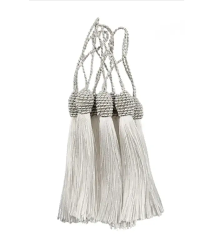 Pingente Tassel Franja de seda 9cm Branco