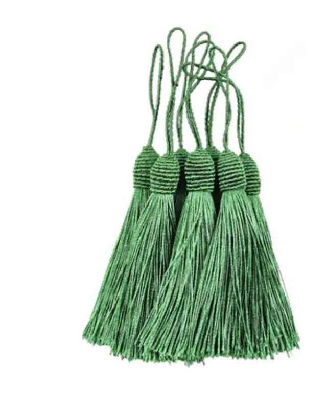 Pingente Tassel Franja de seda 9cm Verde Bandeira
