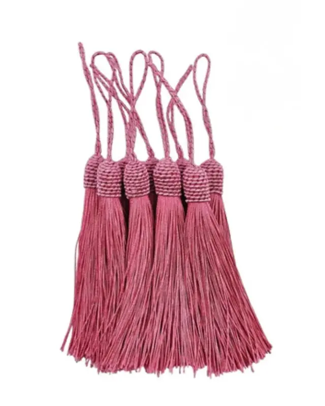 Pingente Tassel Franja de seda 9cm Rosa Chiclete