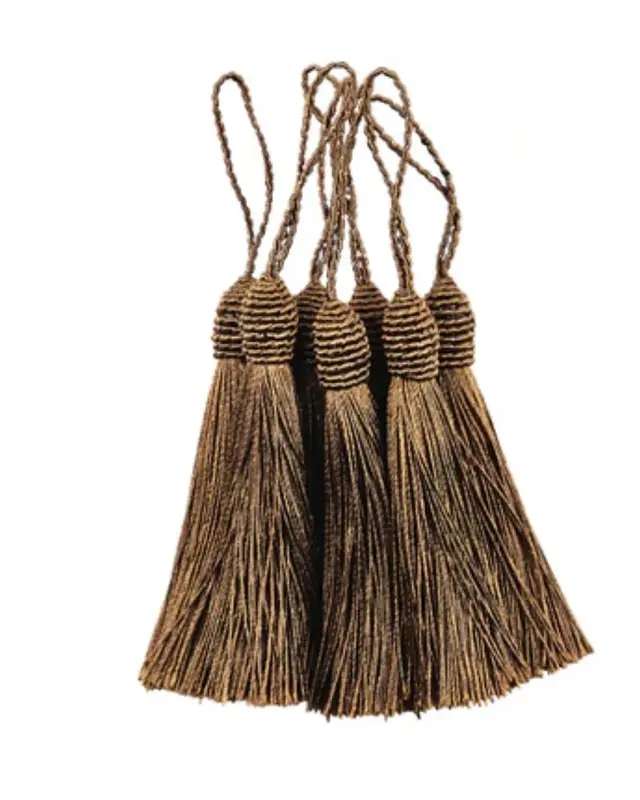 Pingente Tassel Franja de seda 9cm Marrom