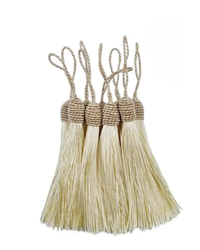 Pingente Tassel Franja de seda 9cm Palha