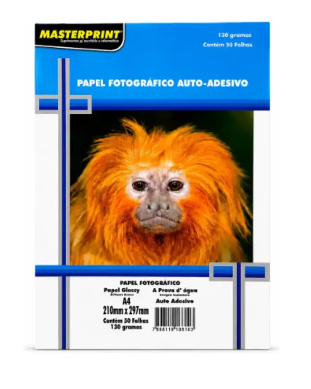 Papel Fotográfico A4 130g Adesivo Brilho Glossy Masterprint 50 Folhas