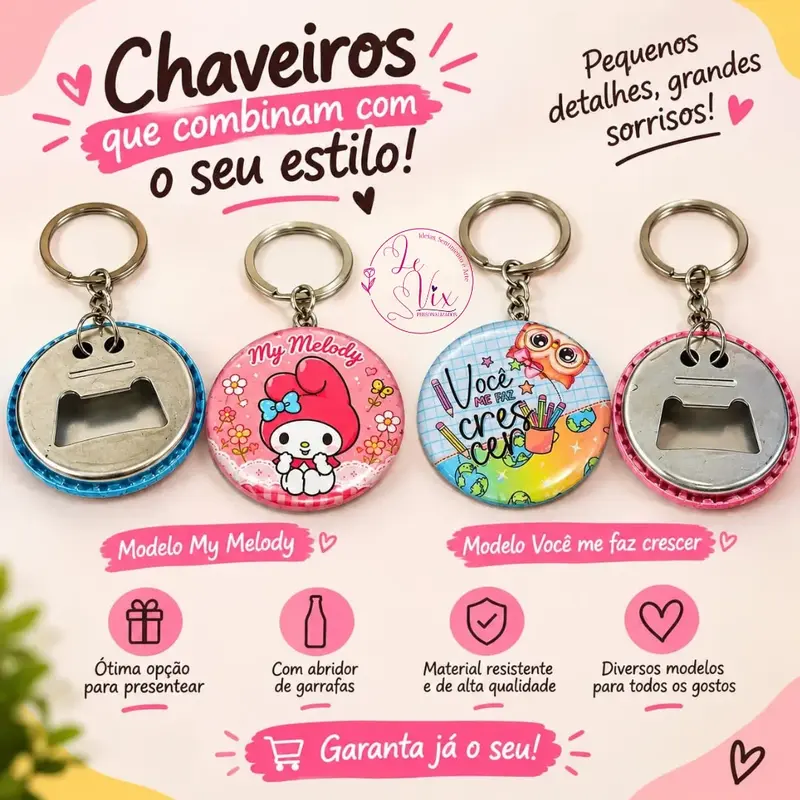 Botton chaveiro abridor de garrafa 44mm